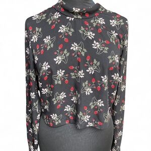 Black Floral Vintage Long Sleeve Top